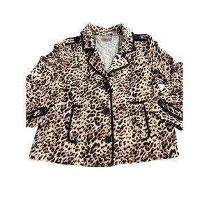 Chicos Leopard Print Blazer Jacket Womens Tailored 3/4 Sleeves 3 Button Sz 1 M